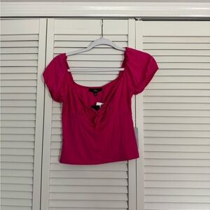 Lulus Slightly Cropped Puff Sleeve Babydoll Valentine’s Day Top NWT Sz S